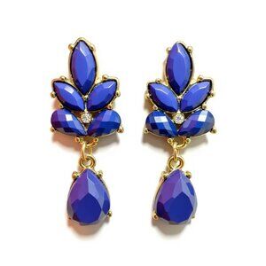 Gold-Plated Xuanli Earrings With Blue Gemstones & Teardrop Design